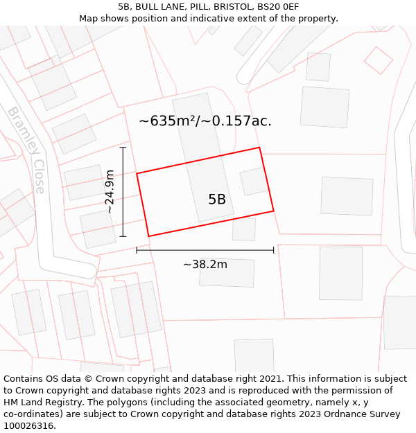 5B, BULL LANE, PILL, BRISTOL, BS20 0EF: Plot and title map