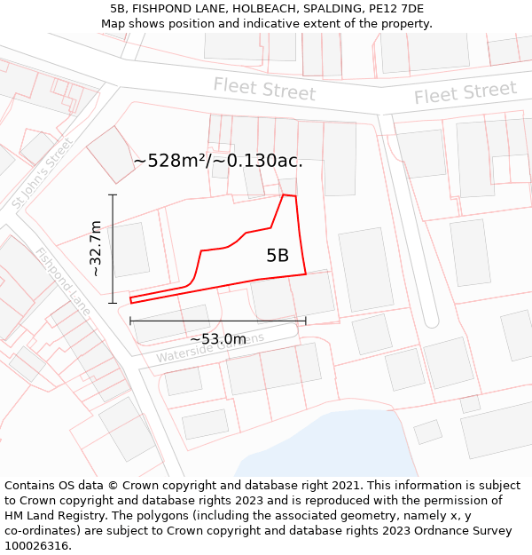 5B, FISHPOND LANE, HOLBEACH, SPALDING, PE12 7DE: Plot and title map