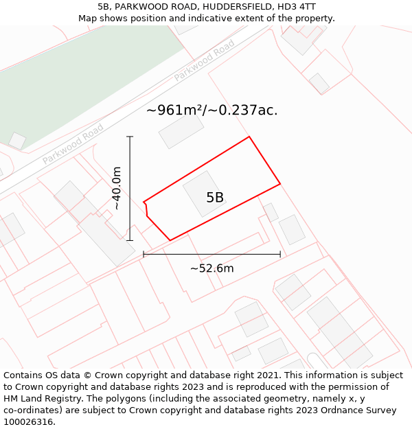 5B, PARKWOOD ROAD, HUDDERSFIELD, HD3 4TT: Plot and title map