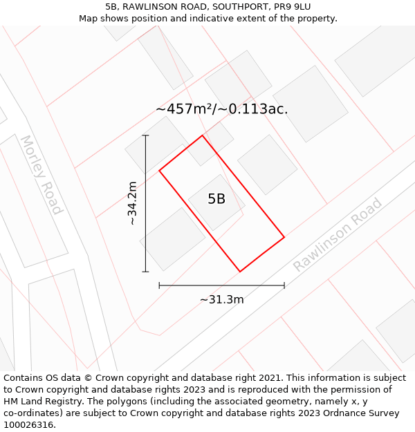 5B, RAWLINSON ROAD, SOUTHPORT, PR9 9LU: Plot and title map