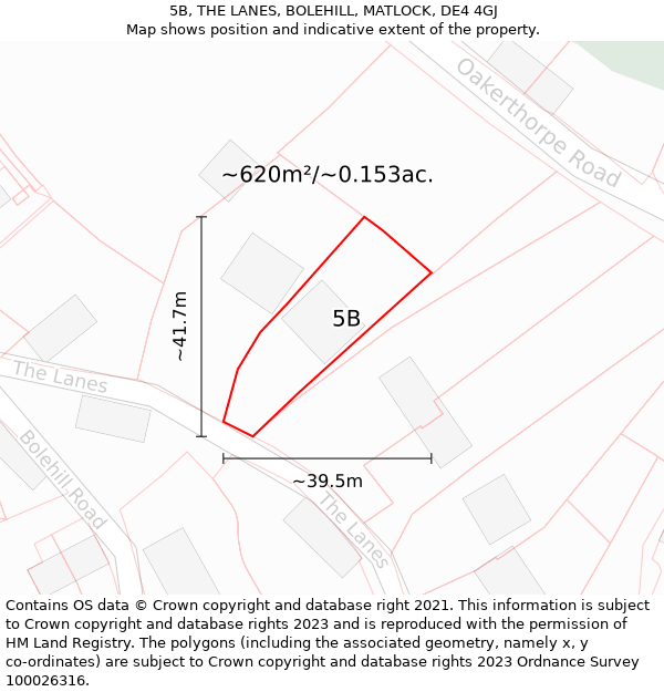 5B, THE LANES, BOLEHILL, MATLOCK, DE4 4GJ: Plot and title map