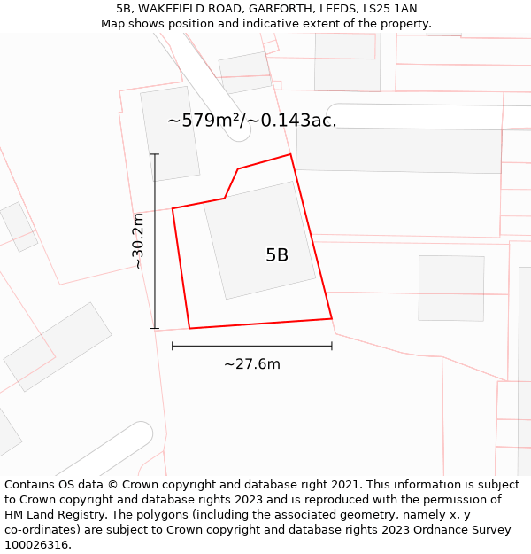 5B, WAKEFIELD ROAD, GARFORTH, LEEDS, LS25 1AN: Plot and title map