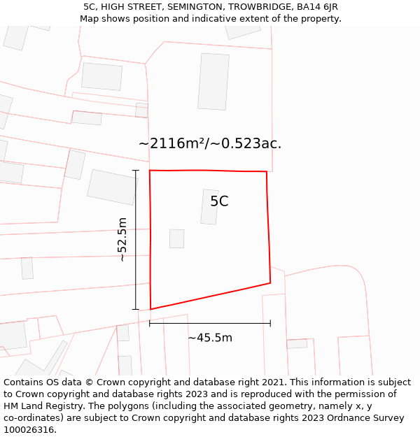 5C, HIGH STREET, SEMINGTON, TROWBRIDGE, BA14 6JR: Plot and title map