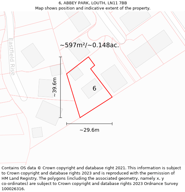 6, ABBEY PARK, LOUTH, LN11 7BB: Plot and title map