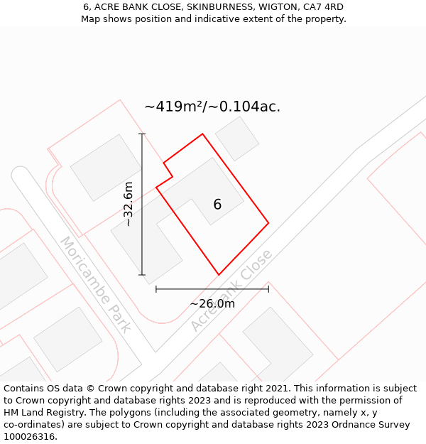 6, ACRE BANK CLOSE, SKINBURNESS, WIGTON, CA7 4RD: Plot and title map