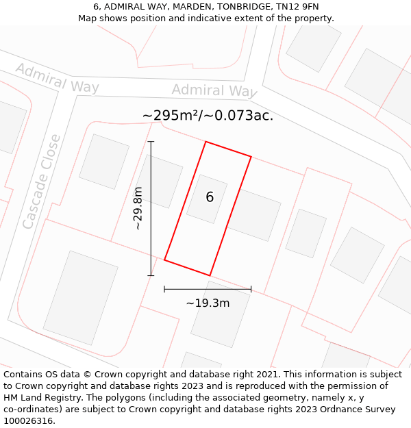 6, ADMIRAL WAY, MARDEN, TONBRIDGE, TN12 9FN: Plot and title map