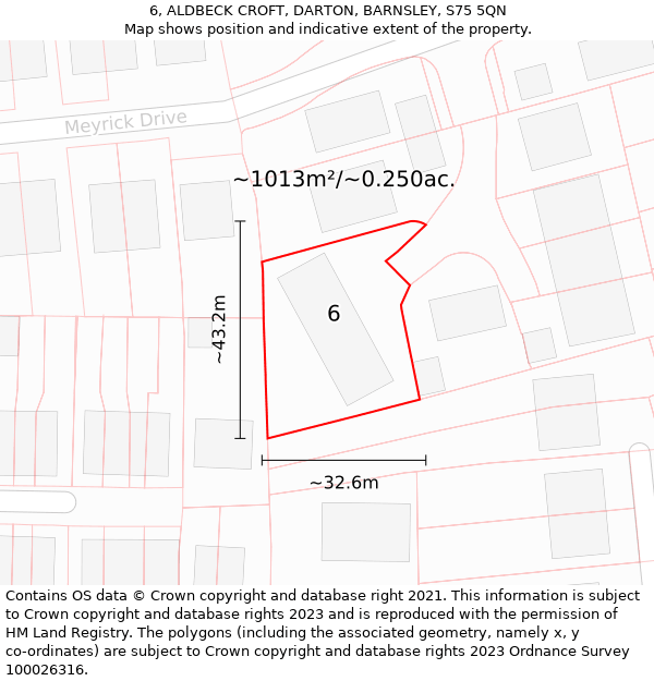 6, ALDBECK CROFT, DARTON, BARNSLEY, S75 5QN: Plot and title map