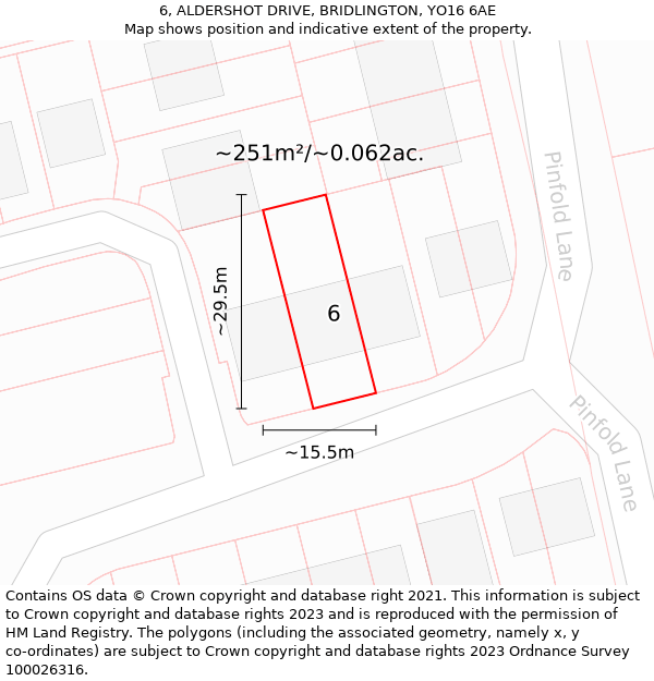 6, ALDERSHOT DRIVE, BRIDLINGTON, YO16 6AE: Plot and title map