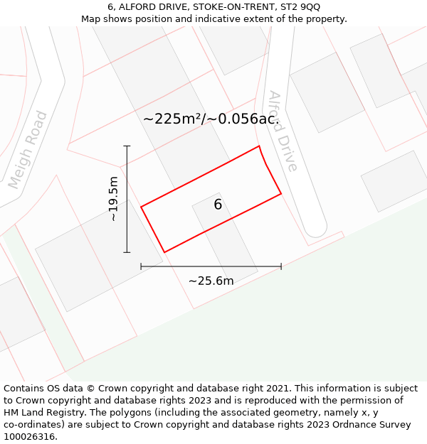 6, ALFORD DRIVE, STOKE-ON-TRENT, ST2 9QQ: Plot and title map