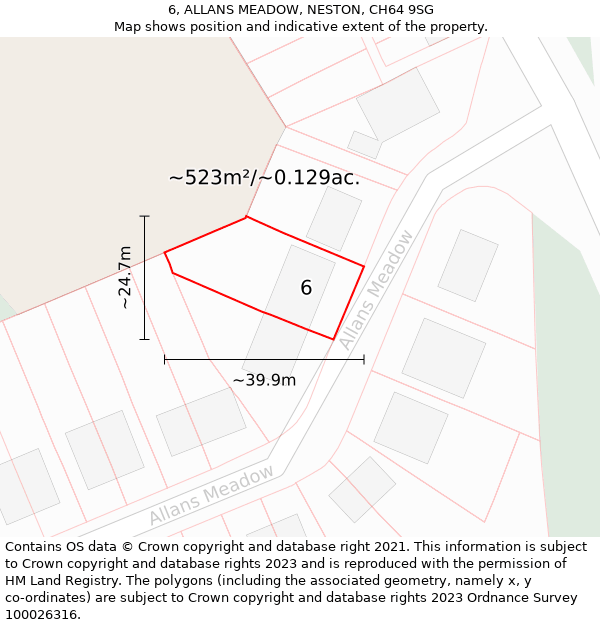 6, ALLANS MEADOW, NESTON, CH64 9SG: Plot and title map