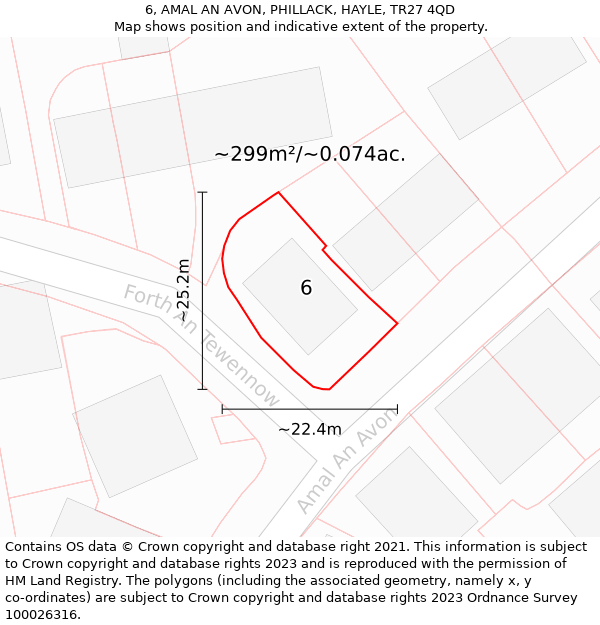 6, AMAL AN AVON, PHILLACK, HAYLE, TR27 4QD: Plot and title map