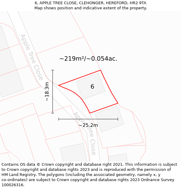 6, APPLE TREE CLOSE, CLEHONGER, HEREFORD, HR2 9TA: Plot and title map