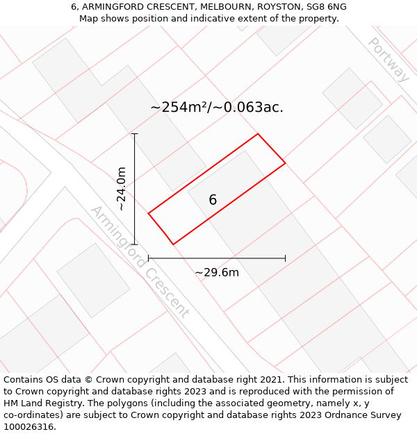 6, ARMINGFORD CRESCENT, MELBOURN, ROYSTON, SG8 6NG: Plot and title map