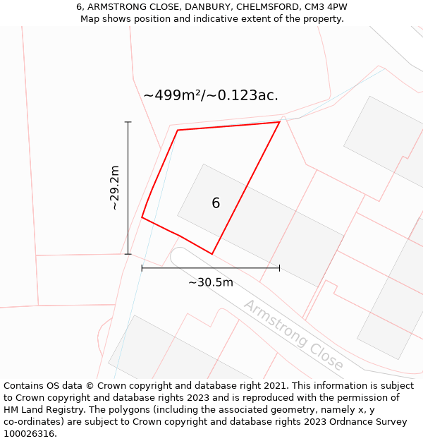 6, ARMSTRONG CLOSE, DANBURY, CHELMSFORD, CM3 4PW: Plot and title map