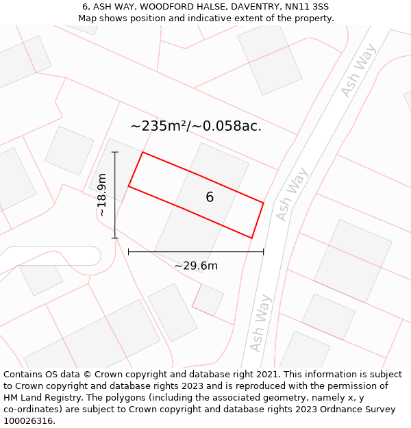 6, ASH WAY, WOODFORD HALSE, DAVENTRY, NN11 3SS: Plot and title map