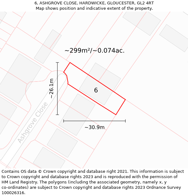 6, ASHGROVE CLOSE, HARDWICKE, GLOUCESTER, GL2 4RT: Plot and title map