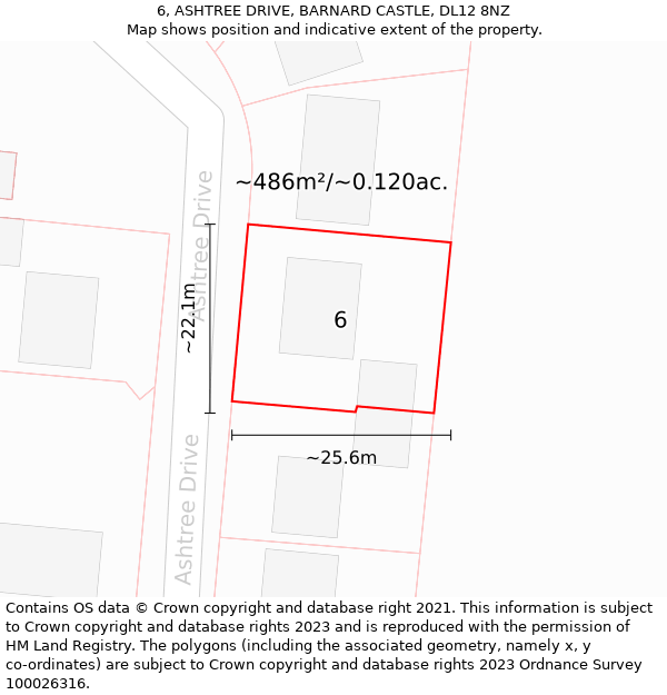 6, ASHTREE DRIVE, BARNARD CASTLE, DL12 8NZ: Plot and title map