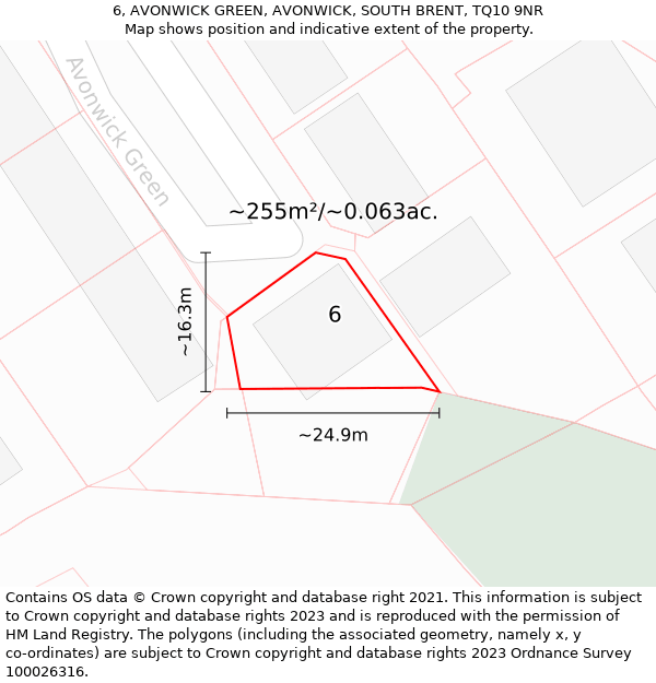 6, AVONWICK GREEN, AVONWICK, SOUTH BRENT, TQ10 9NR: Plot and title map