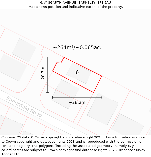 6, AYSGARTH AVENUE, BARNSLEY, S71 5AU: Plot and title map