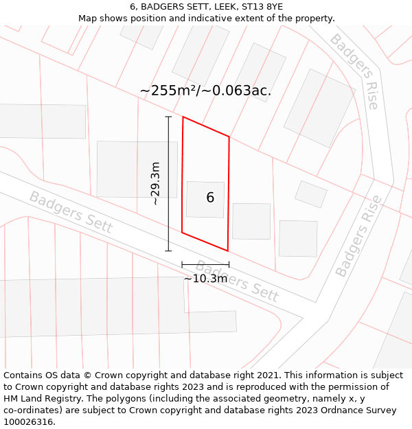 6, BADGERS SETT, LEEK, ST13 8YE: Plot and title map