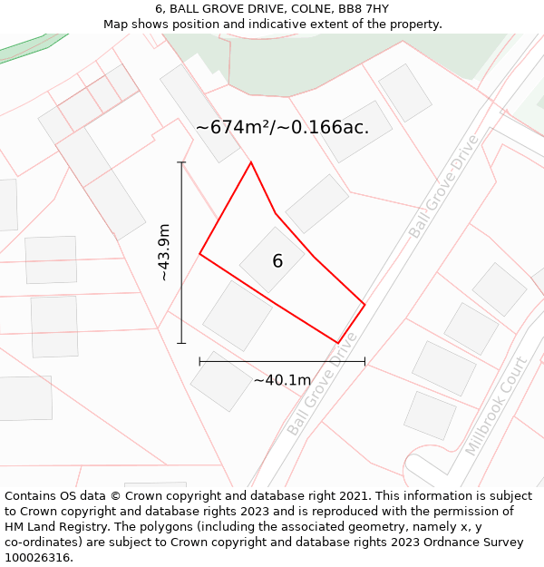 6, BALL GROVE DRIVE, COLNE, BB8 7HY: Plot and title map