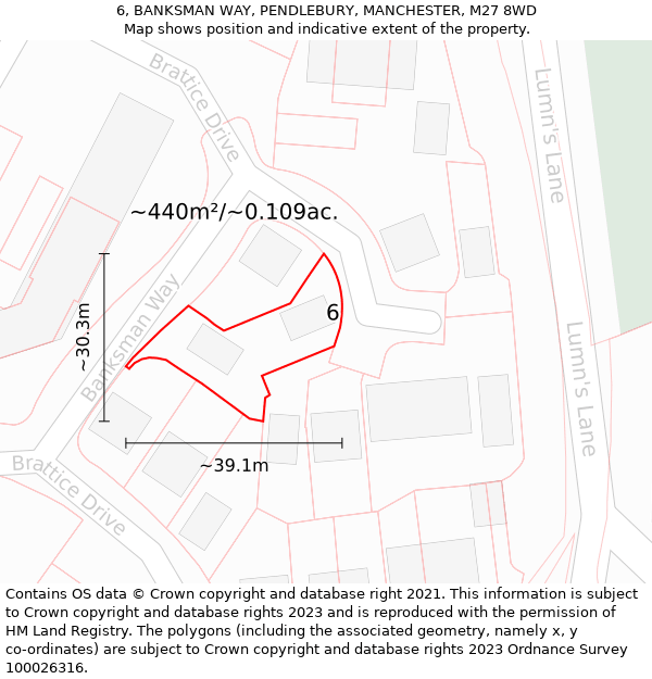 6, BANKSMAN WAY, PENDLEBURY, MANCHESTER, M27 8WD: Plot and title map