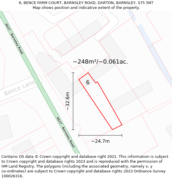 6, BENCE FARM COURT, BARNSLEY ROAD, DARTON, BARNSLEY, S75 5NT: Plot and title map