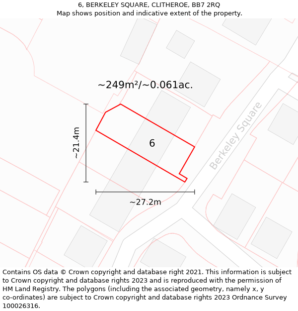 6, BERKELEY SQUARE, CLITHEROE, BB7 2RQ: Plot and title map