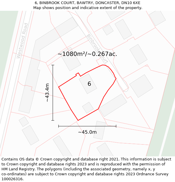 6, BINBROOK COURT, BAWTRY, DONCASTER, DN10 6XE: Plot and title map