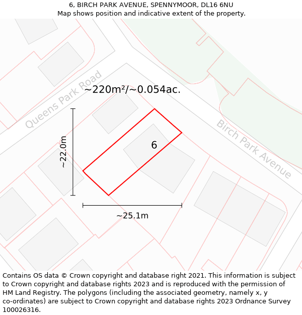 6, BIRCH PARK AVENUE, SPENNYMOOR, DL16 6NU: Plot and title map