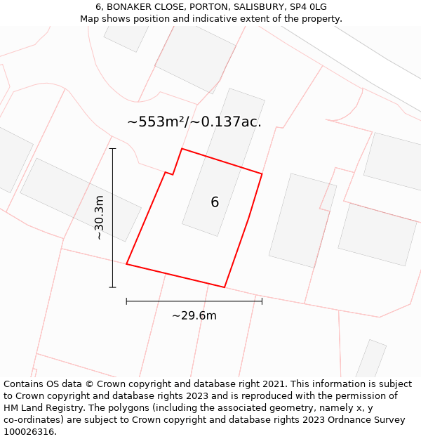 6, BONAKER CLOSE, PORTON, SALISBURY, SP4 0LG: Plot and title map