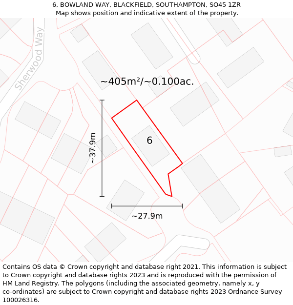 6, BOWLAND WAY, BLACKFIELD, SOUTHAMPTON, SO45 1ZR: Plot and title map