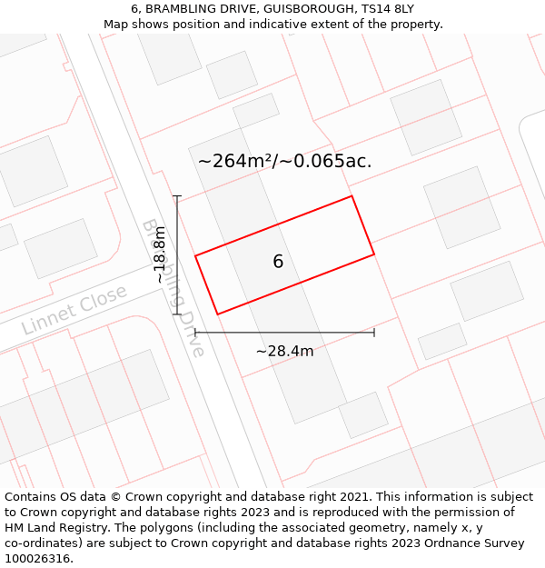 6, BRAMBLING DRIVE, GUISBOROUGH, TS14 8LY: Plot and title map