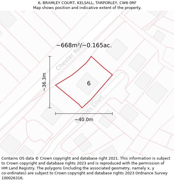 6, BRAMLEY COURT, KELSALL, TARPORLEY, CW6 0RF: Plot and title map