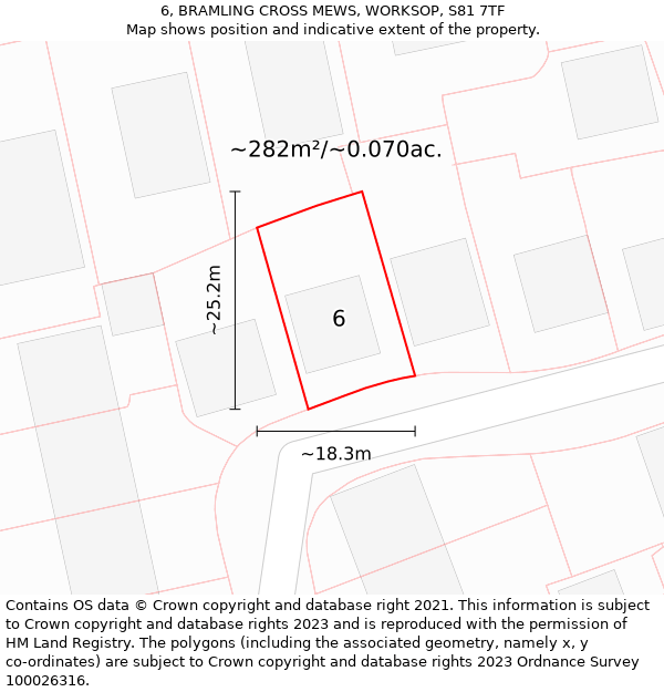 6, BRAMLING CROSS MEWS, WORKSOP, S81 7TF: Plot and title map