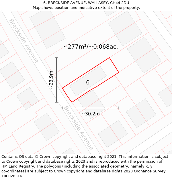 6, BRECKSIDE AVENUE, WALLASEY, CH44 2DU: Plot and title map