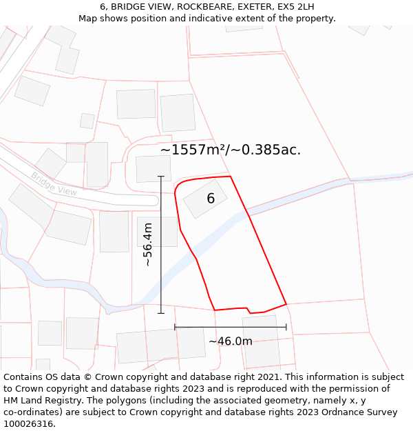 6, BRIDGE VIEW, ROCKBEARE, EXETER, EX5 2LH: Plot and title map