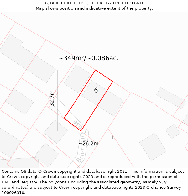 6, BRIER HILL CLOSE, CLECKHEATON, BD19 6ND: Plot and title map