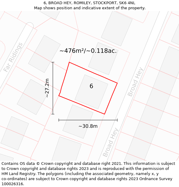 6, BROAD HEY, ROMILEY, STOCKPORT, SK6 4NL: Plot and title map