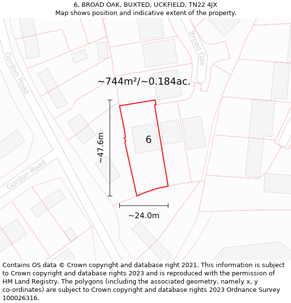 6, BROAD OAK, BUXTED, UCKFIELD, TN22 4JX: Plot and title map