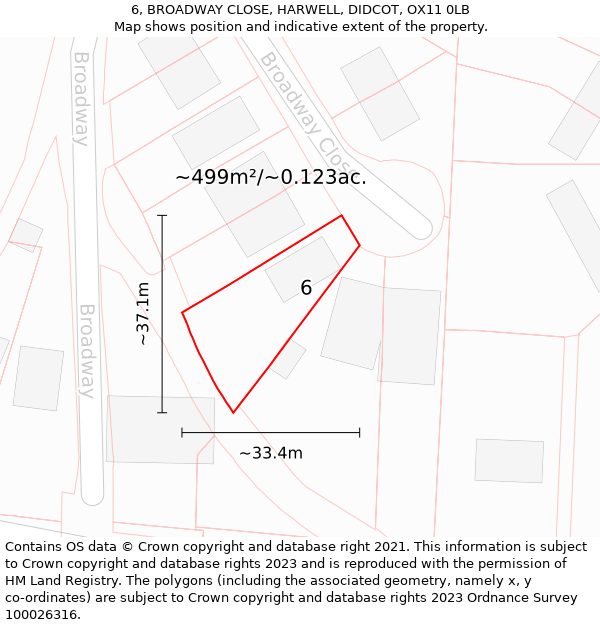 6, BROADWAY CLOSE, HARWELL, DIDCOT, OX11 0LB: Plot and title map