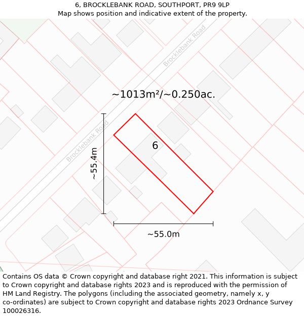 6, BROCKLEBANK ROAD, SOUTHPORT, PR9 9LP: Plot and title map