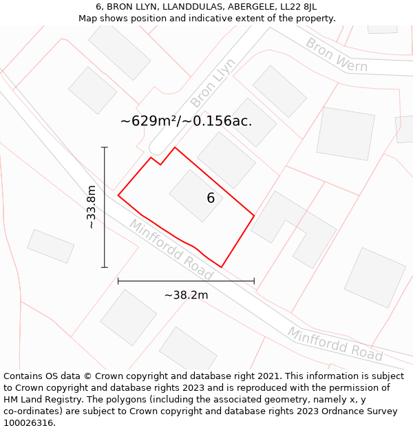 6, BRON LLYN, LLANDDULAS, ABERGELE, LL22 8JL: Plot and title map