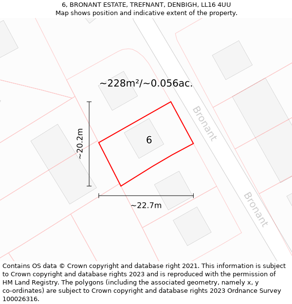 6, BRONANT ESTATE, TREFNANT, DENBIGH, LL16 4UU: Plot and title map