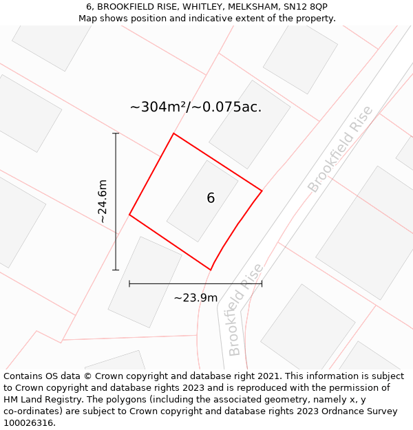 6, BROOKFIELD RISE, WHITLEY, MELKSHAM, SN12 8QP: Plot and title map