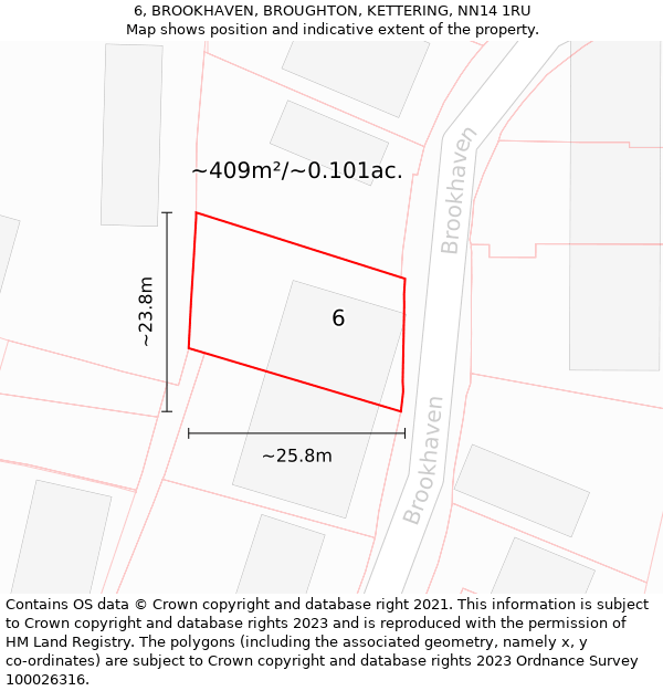 6, BROOKHAVEN, BROUGHTON, KETTERING, NN14 1RU: Plot and title map