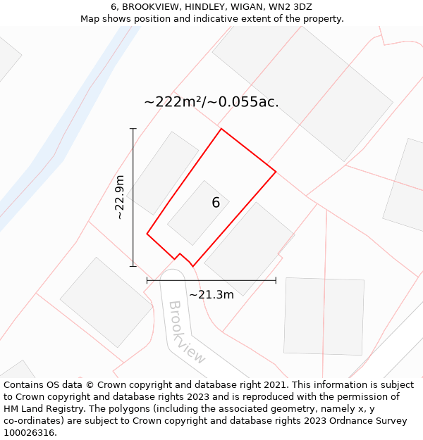 6, BROOKVIEW, HINDLEY, WIGAN, WN2 3DZ: Plot and title map