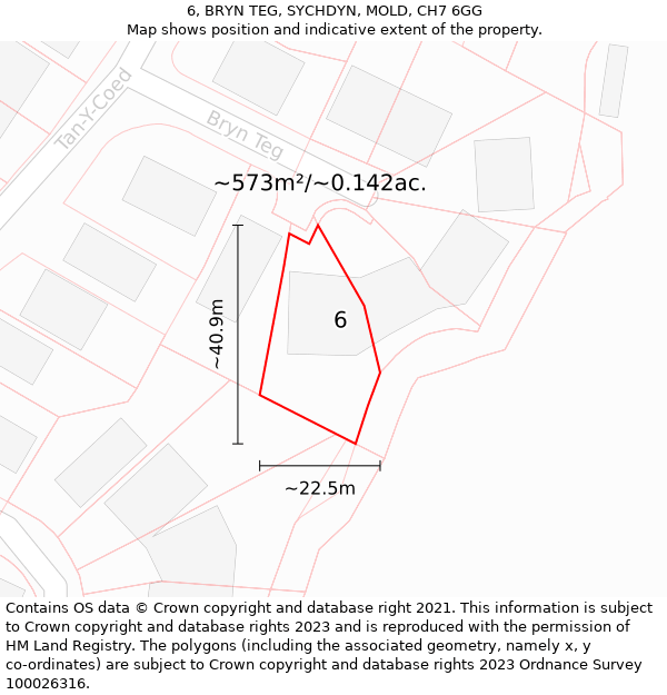 6, BRYN TEG, SYCHDYN, MOLD, CH7 6GG: Plot and title map