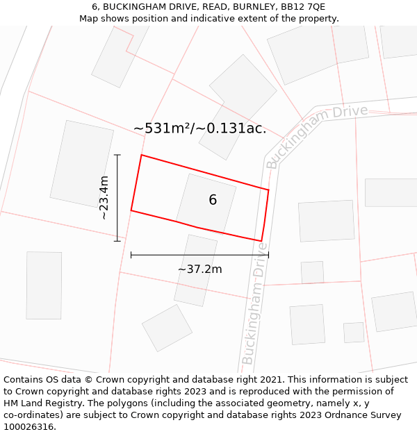 6, BUCKINGHAM DRIVE, READ, BURNLEY, BB12 7QE: Plot and title map