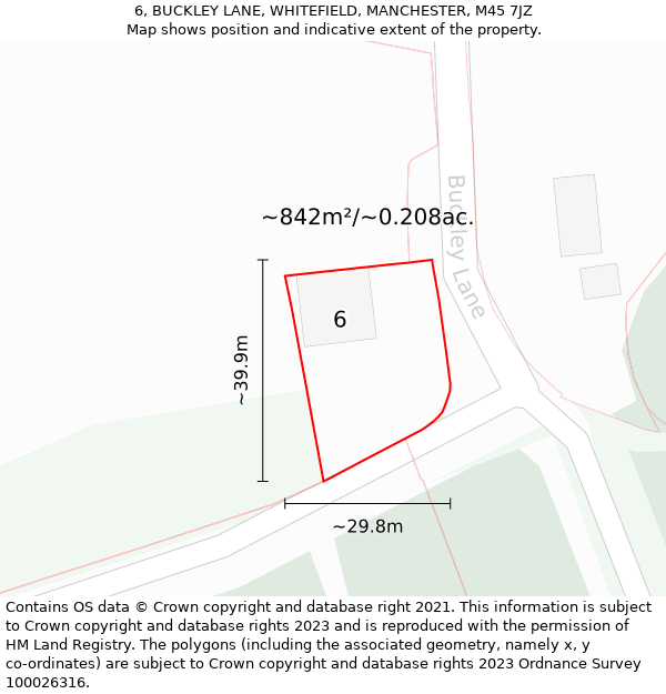 6, BUCKLEY LANE, WHITEFIELD, MANCHESTER, M45 7JZ: Plot and title map